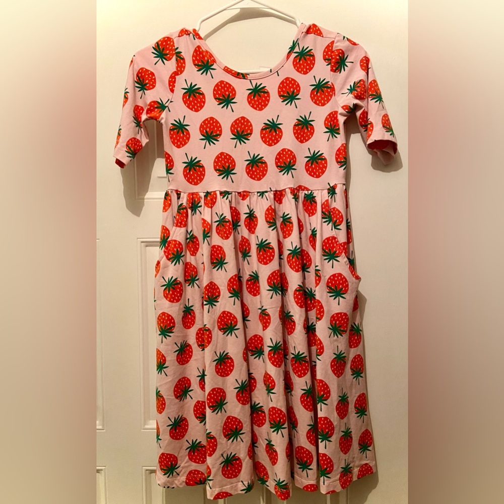 Hanna Andersson Pink Strawberry Dress Girls 12